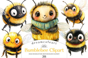 Bumblebee Clipart Bundle, an Illustration by DreamCafeArt