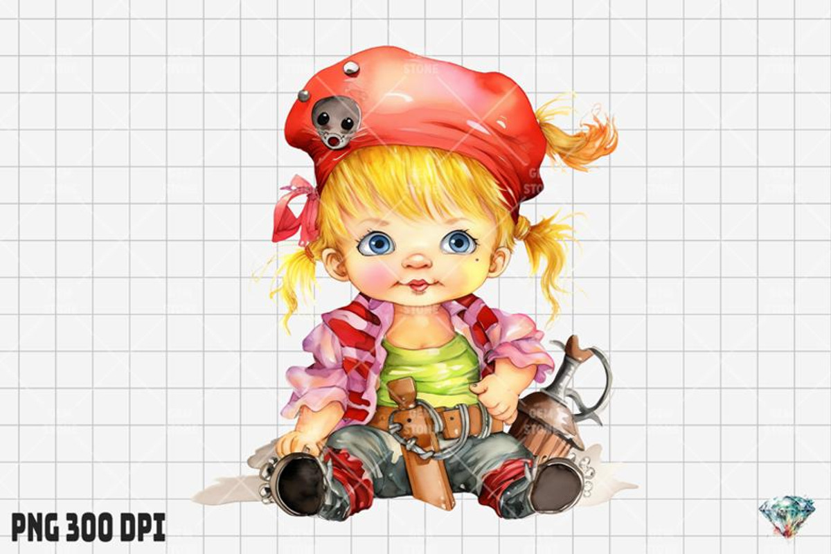 Baby Girl  Pirate Watercolor, an Illustration by Gemstone (Photo 4 of 6)
