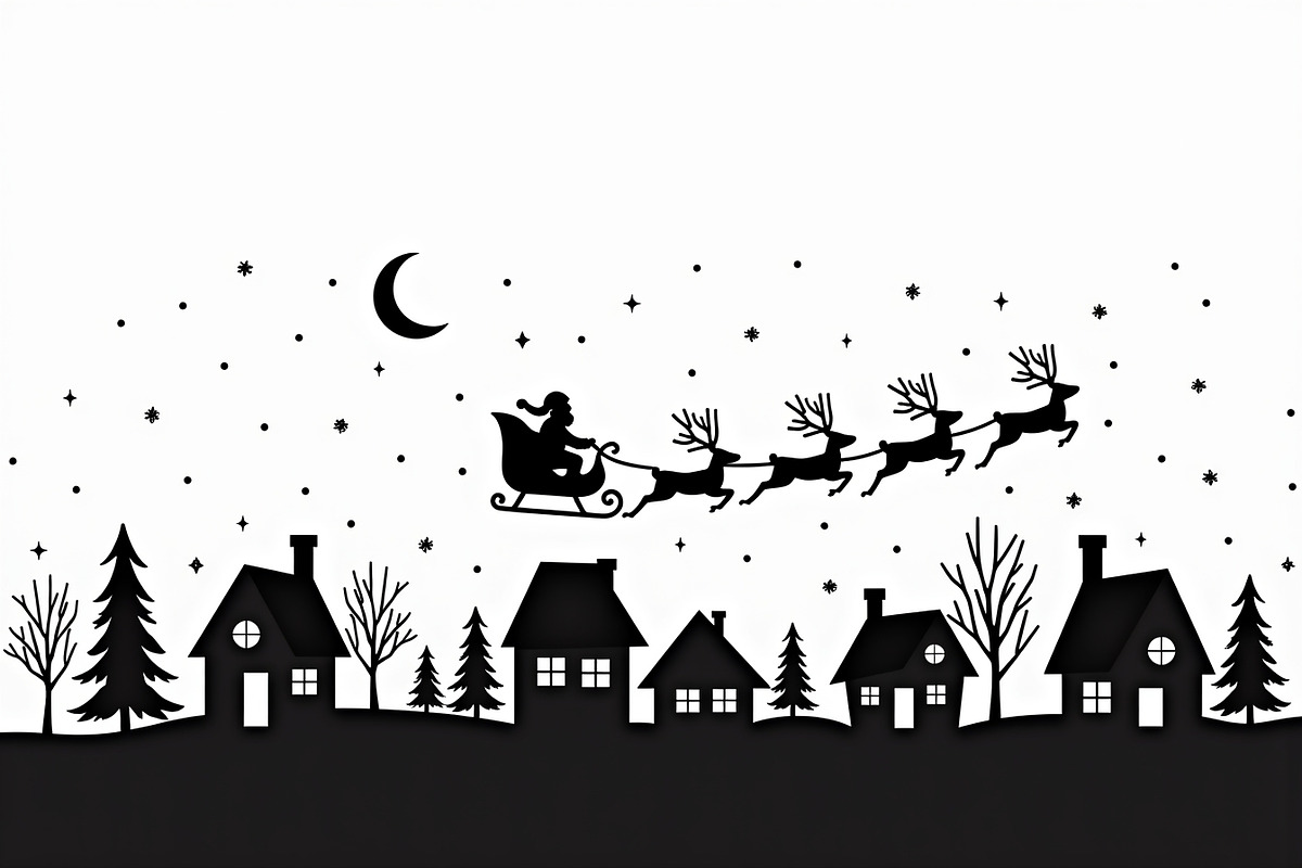 Xmas Reindeer Scene Silhouettes, an Illustration by musafir_fashion (Photo 17 of 21)