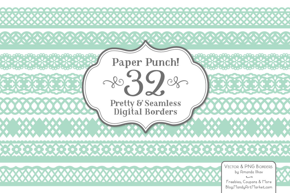 Mint Lace Borders Vectors & Clipart, an Illustration by Amanda Ilkov (Photo 1 of 5)