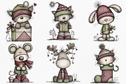 Watercolor Christmas Animals Clipart, an Illustration by Canvas Craft (Thumbnail 2 of 6)