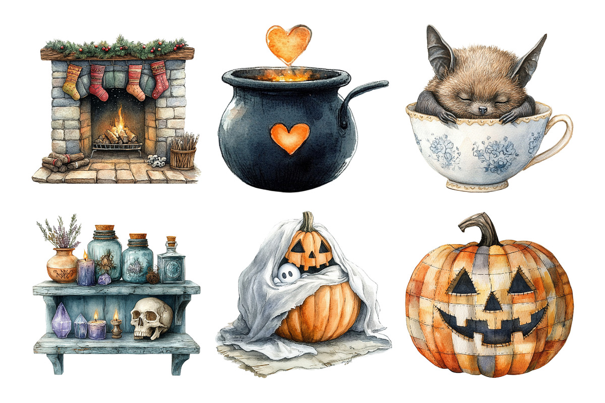 Creepy and Cozy Halloween Clipart, an Illustration by Daily.Designs (Photo 2 of 5)