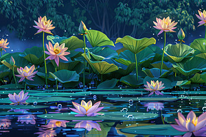 lotus flowers bloom in vibrant hues, a Photo by LOGOCREATIVE