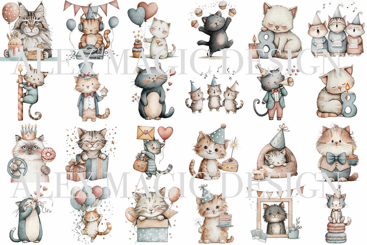 60 Cute Cat Clipart, an Animal Illustration by Pati Charm Studio (Photo 3 of 9)