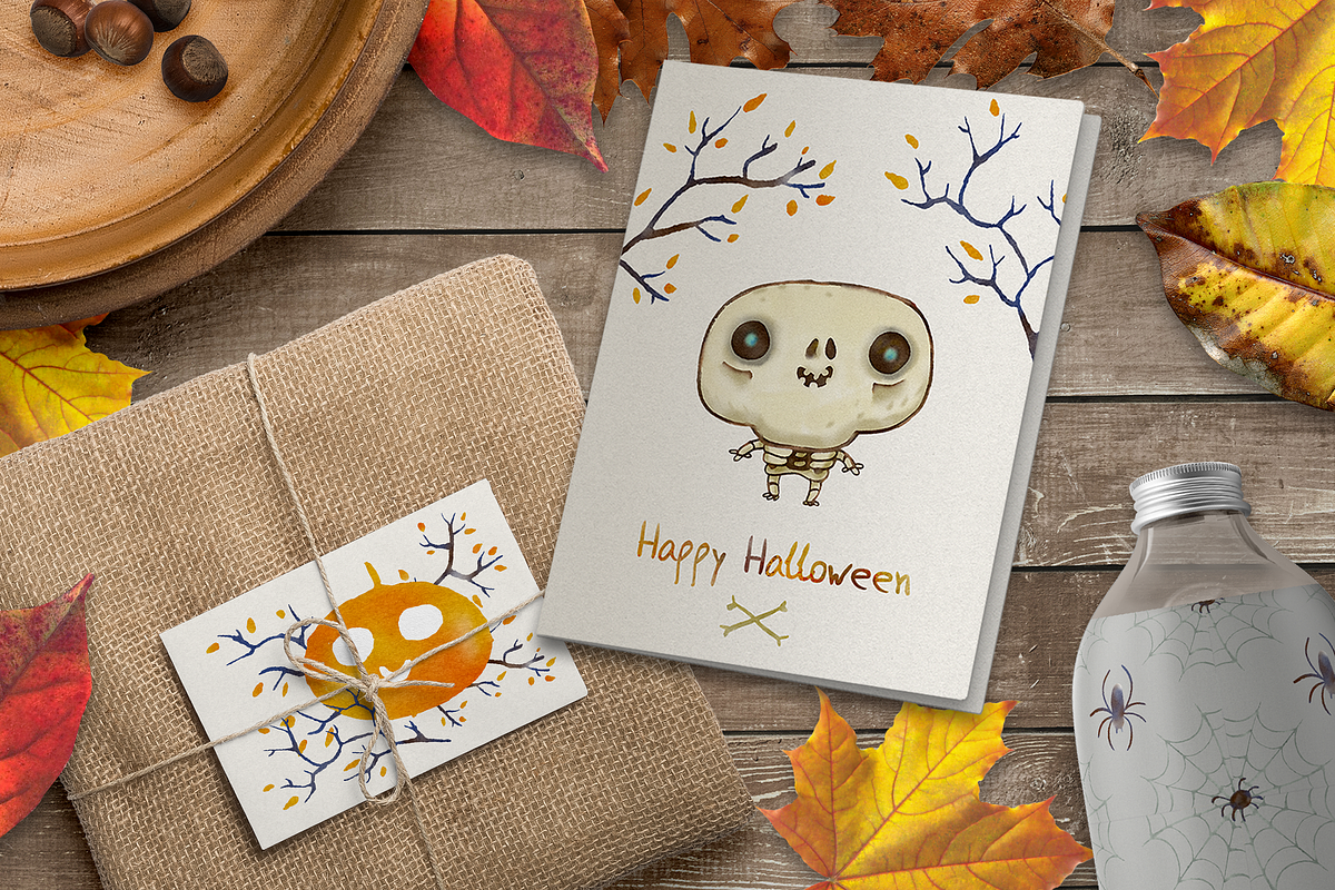 Cute Watercolor Halloween monsters, a Seasonal Illustration by KatPush (Photo 5 of 5)