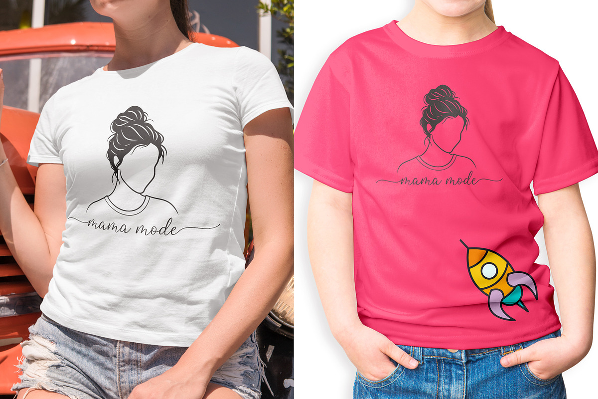 Mama Mode Mom Life Shirt Design svg, a Person Illustration by Ghagra (Photo 6 of 7)