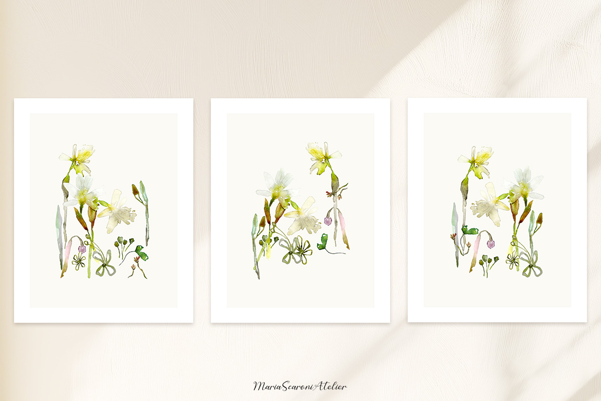 Watercolor Daffodils Floral Wall Art, a Decorative Illustration by MariaScaroniAtelier (Photo 1 of 8)