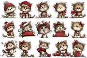 Cute Christmas Cat Clipart Bundle, an Illustration by Pixels.Craft (Thumbnail 5 of 6)