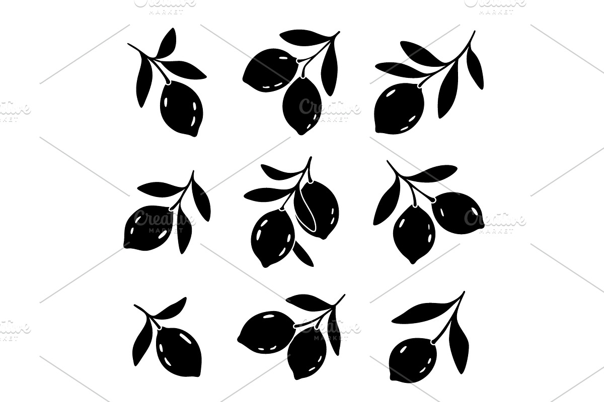 Minimalist lemon silhouettes - bold, a Food Illustration by GraphiShop