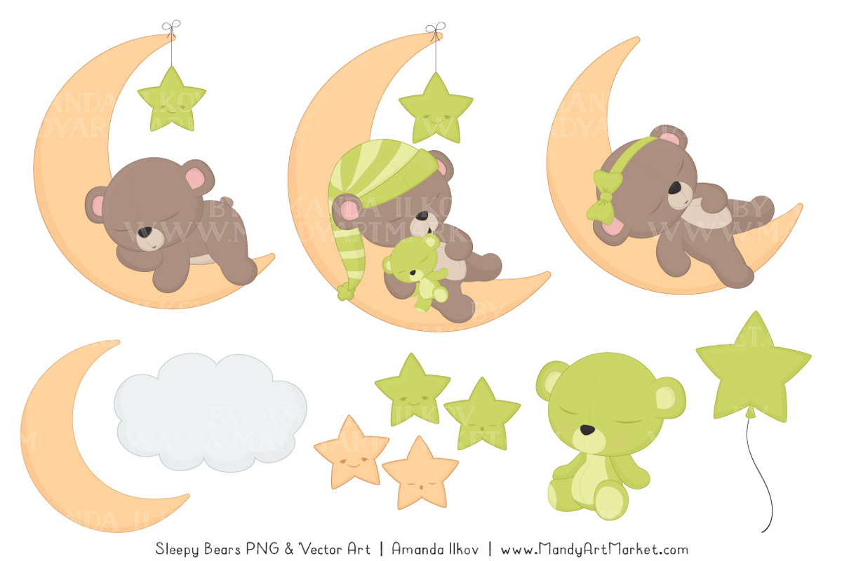 Bamboo Sleepy Bears Clipart, an Illustration by Amanda Ilkov (Photo 4 of 5)