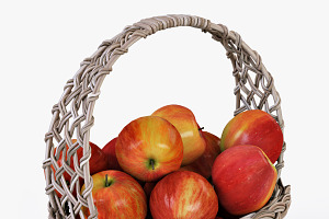 Wicker Basket 04 Set With Apples