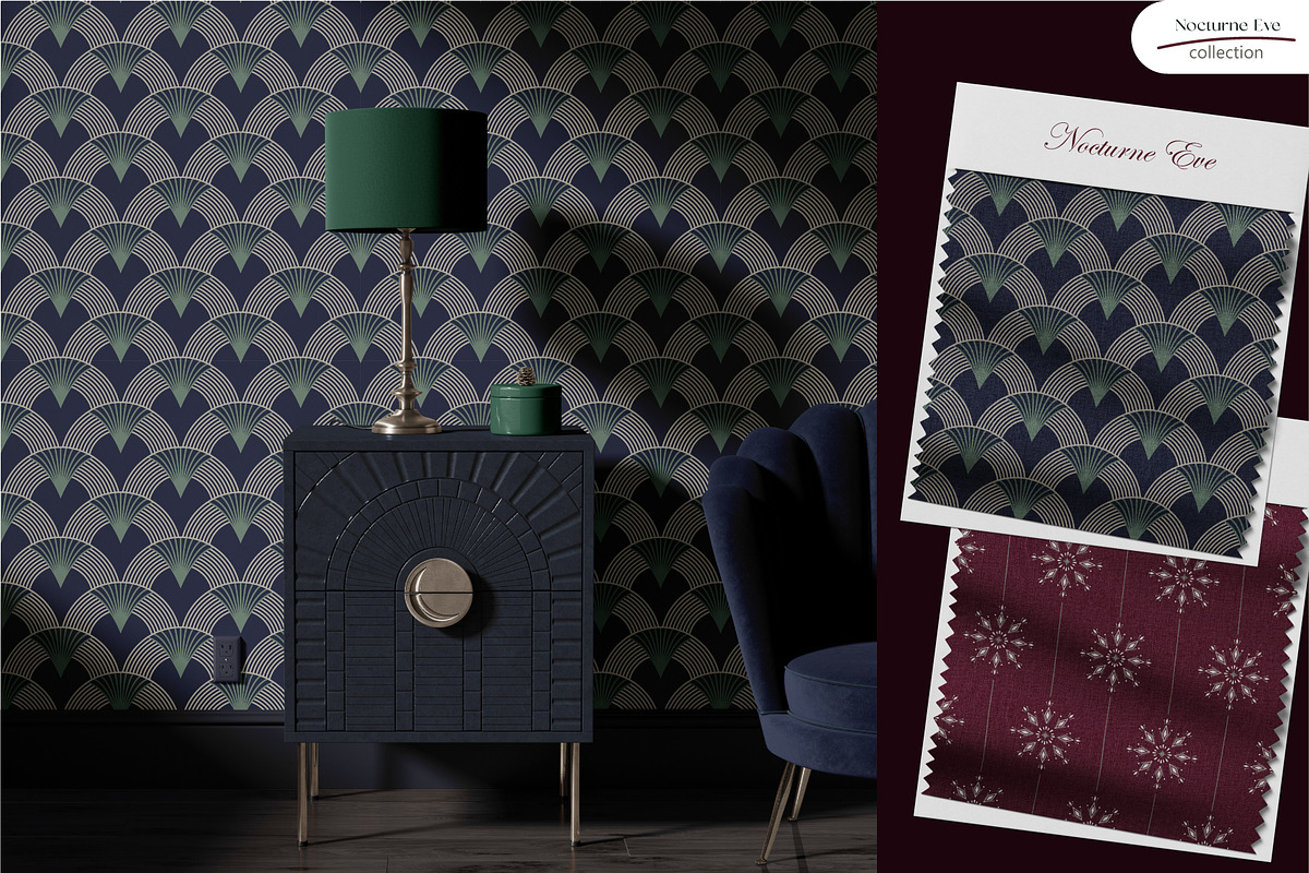 Nocturne Eve - Seamless Patterns, a Wallpaper Graphic by InaCorart (Photo 6 of 9)