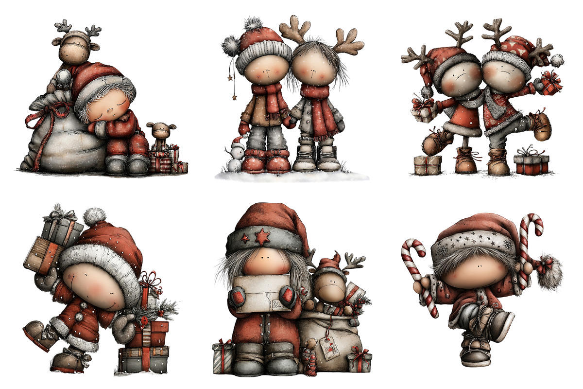 Whimsical Santa & Reindeer Clipart, an Illustration by Daily.Designs (Photo 2 of 5)