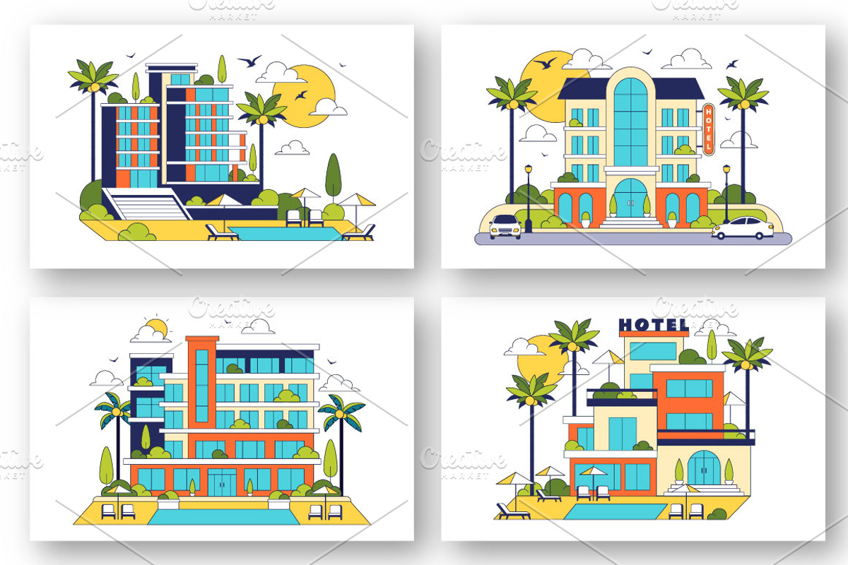 10 Modern City Hotel Building, an Object Illustration by denayunebgt (Photo 2 of 4)