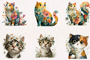 Floral Cat and Dog Clipart Bundle, a Seasonal Illustration by CreationArt (Thumbnail 3 of 7)