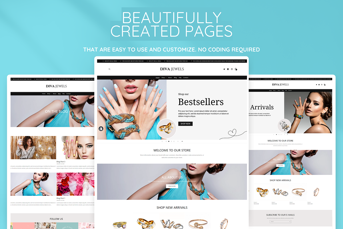 Jewelry Shopify Theme, a Shopify Template by SunshineStudioBoutique (Photo 5 of 10)