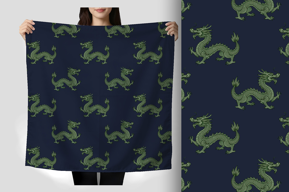 Royal Dragon on Navy Blue, a Pattern Graphic by Sharon Schwalbe (Photo 4 of 7)