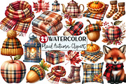 Watercolor Plaid Autumn Clipart, an Illustration by Rose Art (Thumbnail 1 of 7)