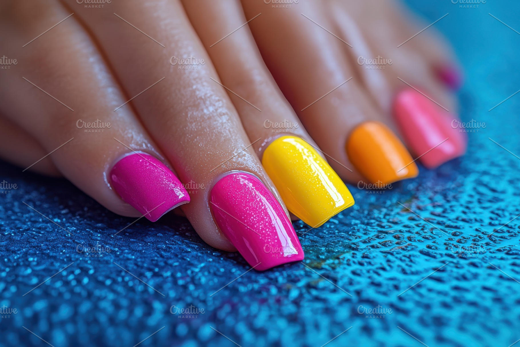 Vibrant Summer Nails Colorful Manicu, a Beauty & Fashion Photo by Pixeness Studio