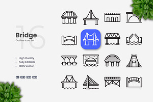 Bridge Outline Icons, an Outline Icon by Upnowgraphic