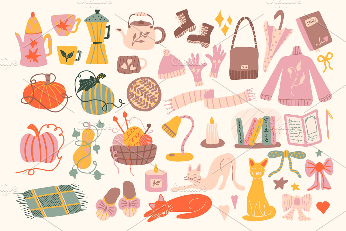 Cute cozy autumn graphics & patterns, a Seasonal Illustration by CapriceMeDesigns (Photo 4 of 24)