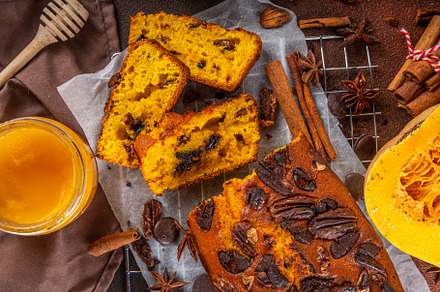Homemade pecan and chocolate pumpkin  bread, a Food & Drink Photo by Rimma