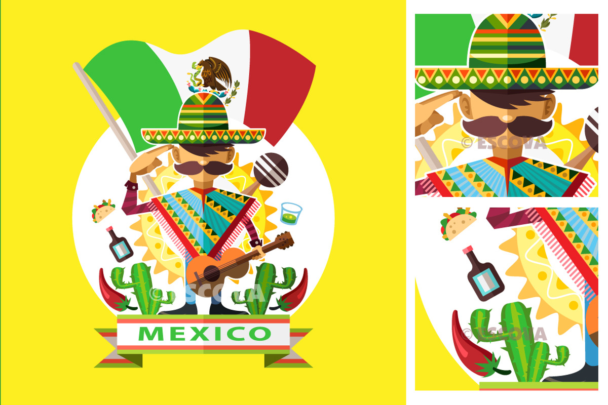 Mexico Independence Day, an Illustration by vectorbender village