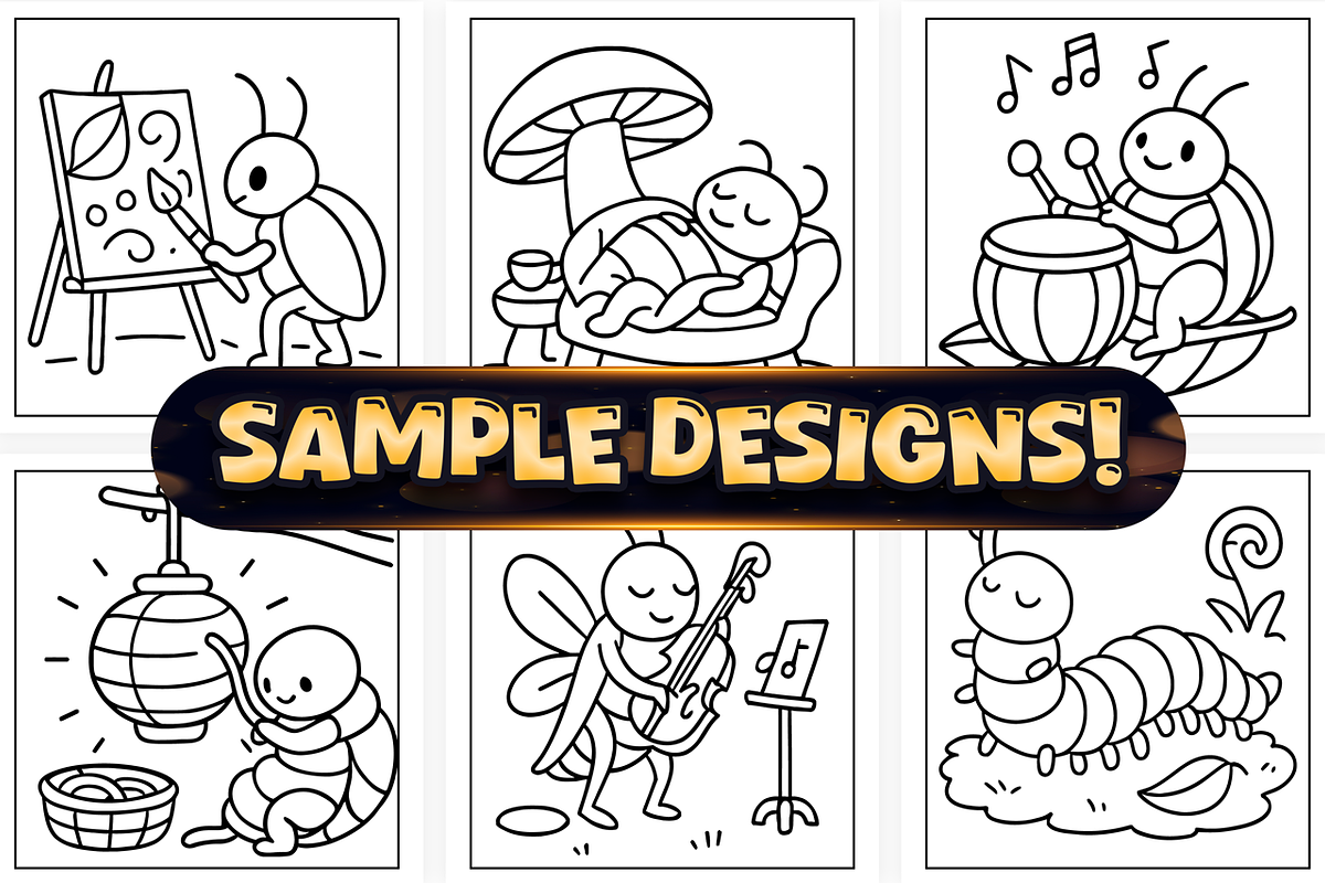 Bold Easy Cute Bug Coloring Pages, an Animal Illustration by Craftsbeefy (Photo 3 of 4)