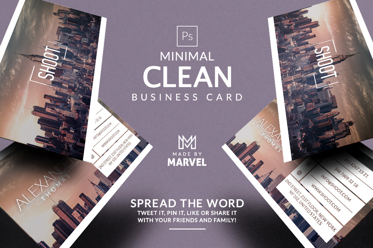 Minimal Clean Business Card, a Business Card Template by Marvel (Photo 1 of 6)