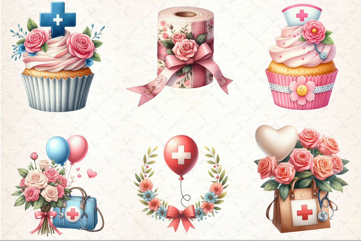 Birthday Nurse with Flowers Clipart, an Illustration by Rose Art (Photo 3 of 7)