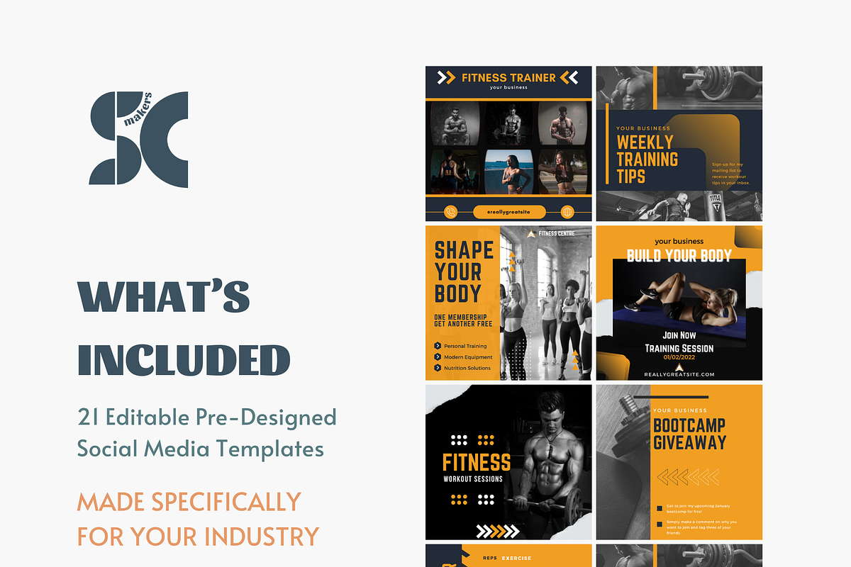Social Media Templates for Fitness, a Social Media Template by SmallMakersContent (Photo 2 of 5)