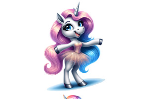 Adorable Unicorn Clipart PNG Set