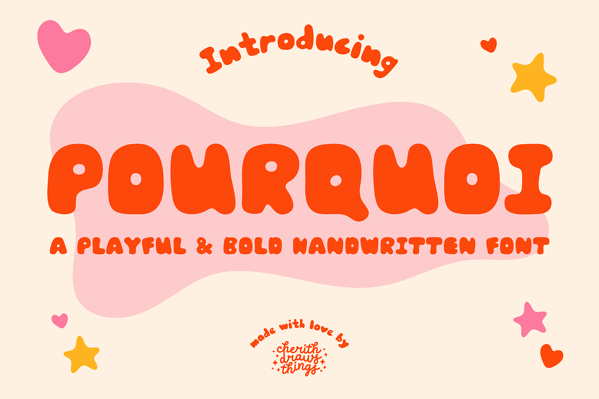 POURQUOI – Handwritten Display Font, a Handwritten Font by CherithDrawsThings (Photo 1 of 8)