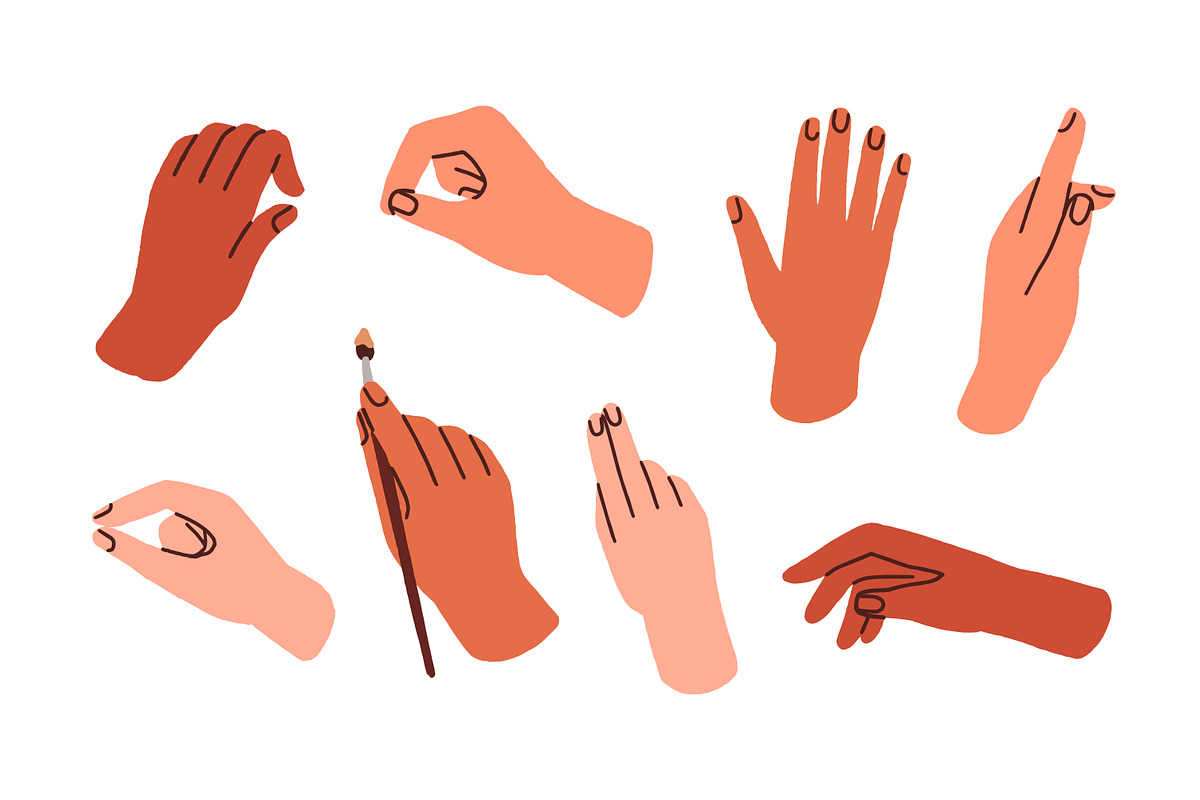 Hand gestures, finger signs set, an Illustration by Good Studio (Photo 3 of 4)