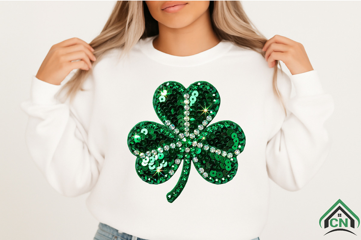 Green Sequin Shamrock PNG, an Illustration by Craft Nest (Photo 2 of 4)