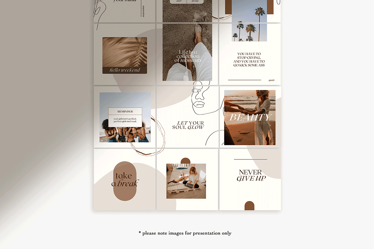 Boho Instagram Puzzle Template, a Social Media Template by Kseniia_Design