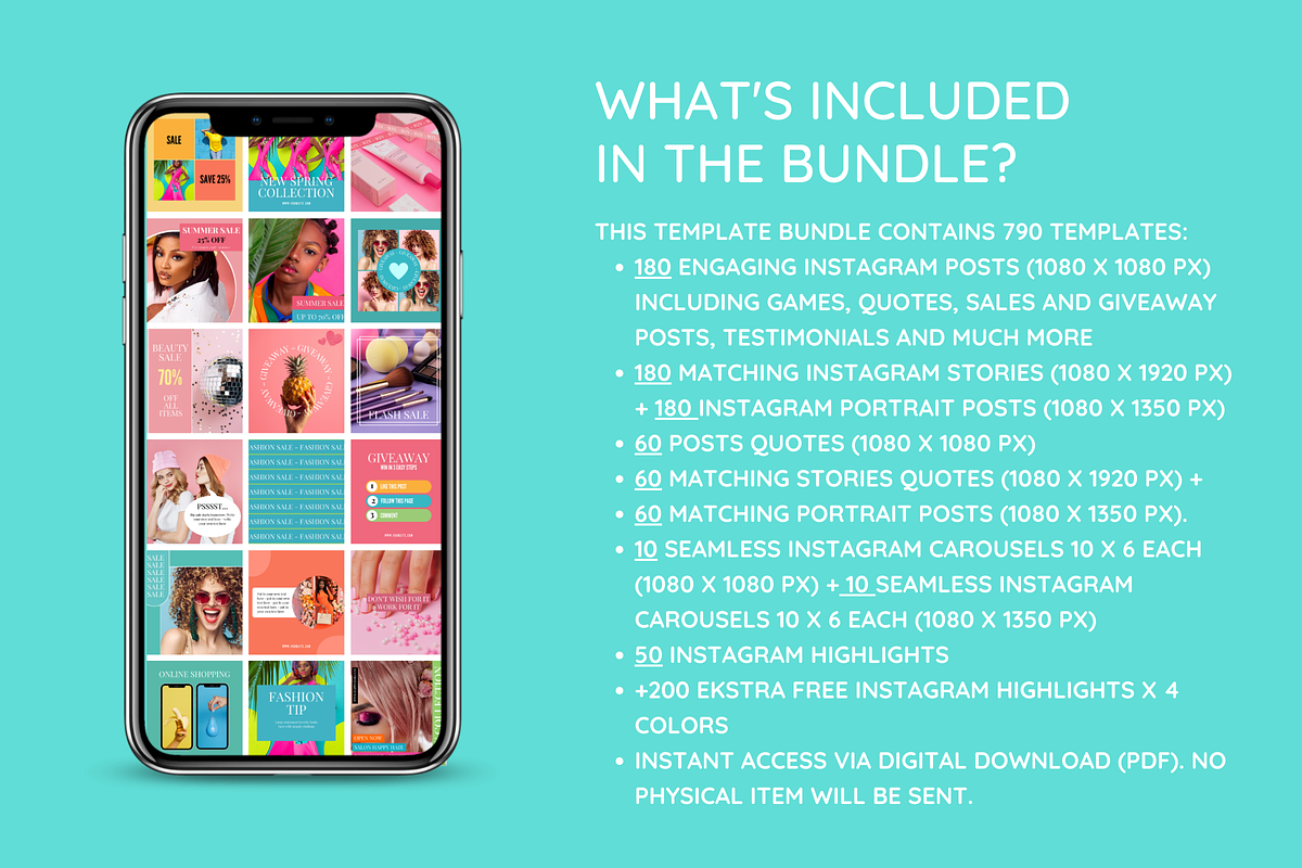 Colorful Instagram Template Bundle, a Social Media Template by SunshineStudioBoutique (Photo 4 of 10)