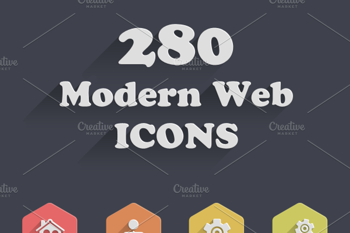 280 Modern Web Icons (7 Styles) preview 3