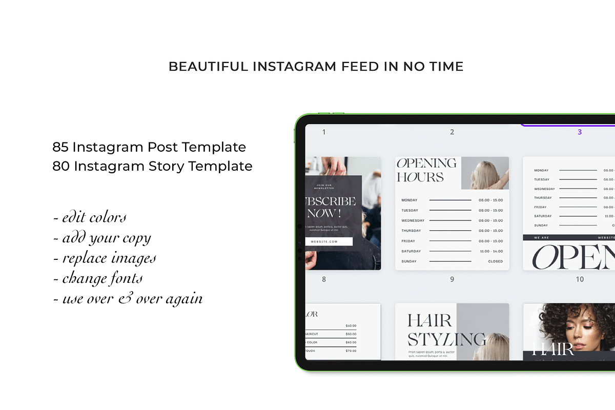 Salon Instagram Templates, a Social Media Template by Kseniia_Design (Photo 2 of 9)