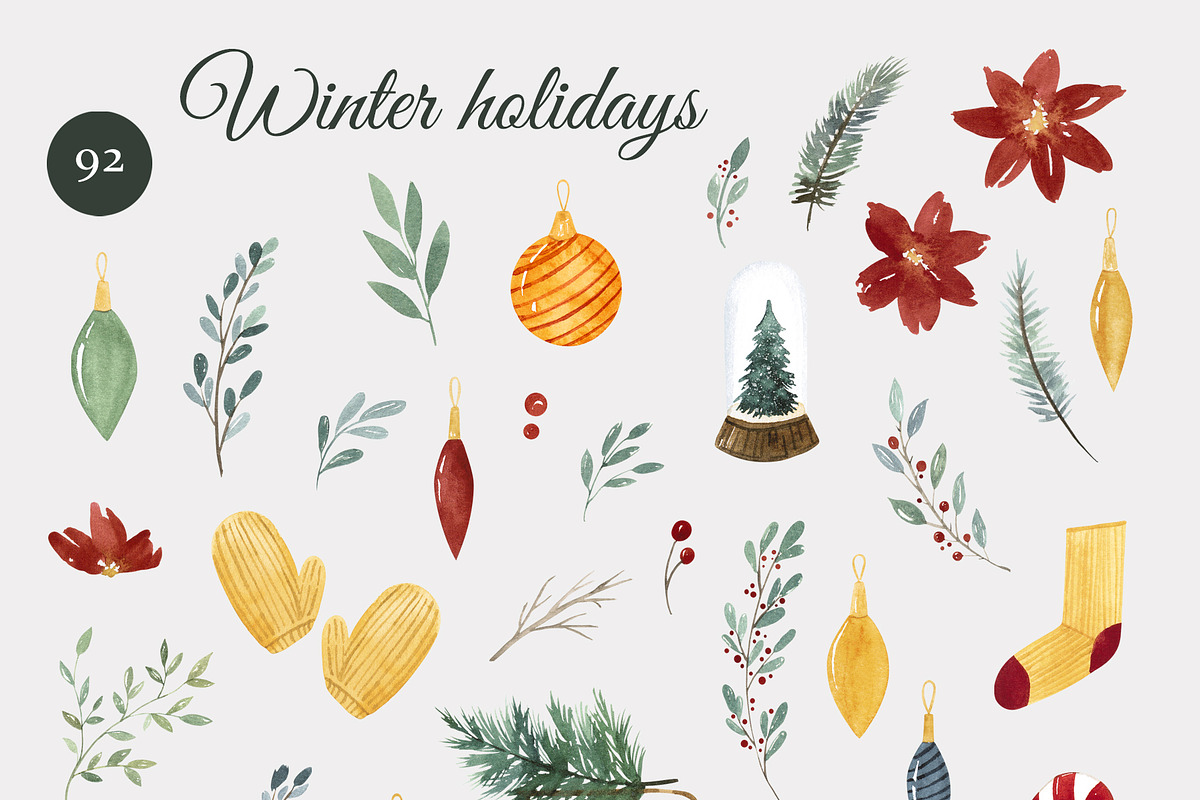 Watercolor WINTER HOLIDAYS, a Seasonal Illustration by LeriaArt watercolor (Photo 4 of 16)