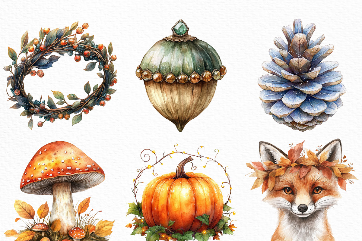 Watercolor Autumn Enchantment PNG, an Illustration by Craft Nest (Photo 2 of 7)