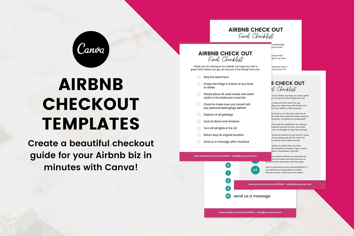 Airbnb Checkout Templates Canva, a Brochure Template by Fallon Gerst