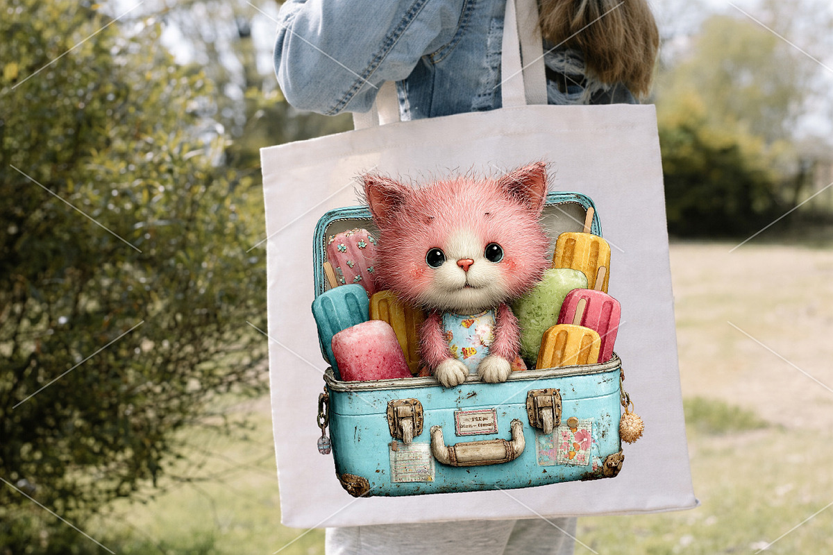 Whimsical Summer Cats Clipart Bundle, an Illustration by Canvas Craft (Photo 6 of 7)