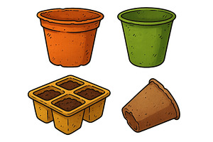 Various types of planting pots for, an Object Illustration by ZinetroN