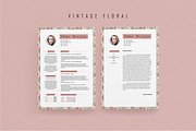 Pink Floral Resume BUNDLE Template M, a Resume Template by Showy68 Template (Thumbnail 3 of 6)
