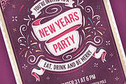 New Year's Party Invitation, a Card Template by Mera Pixels (Thumbnail 1 of 3)