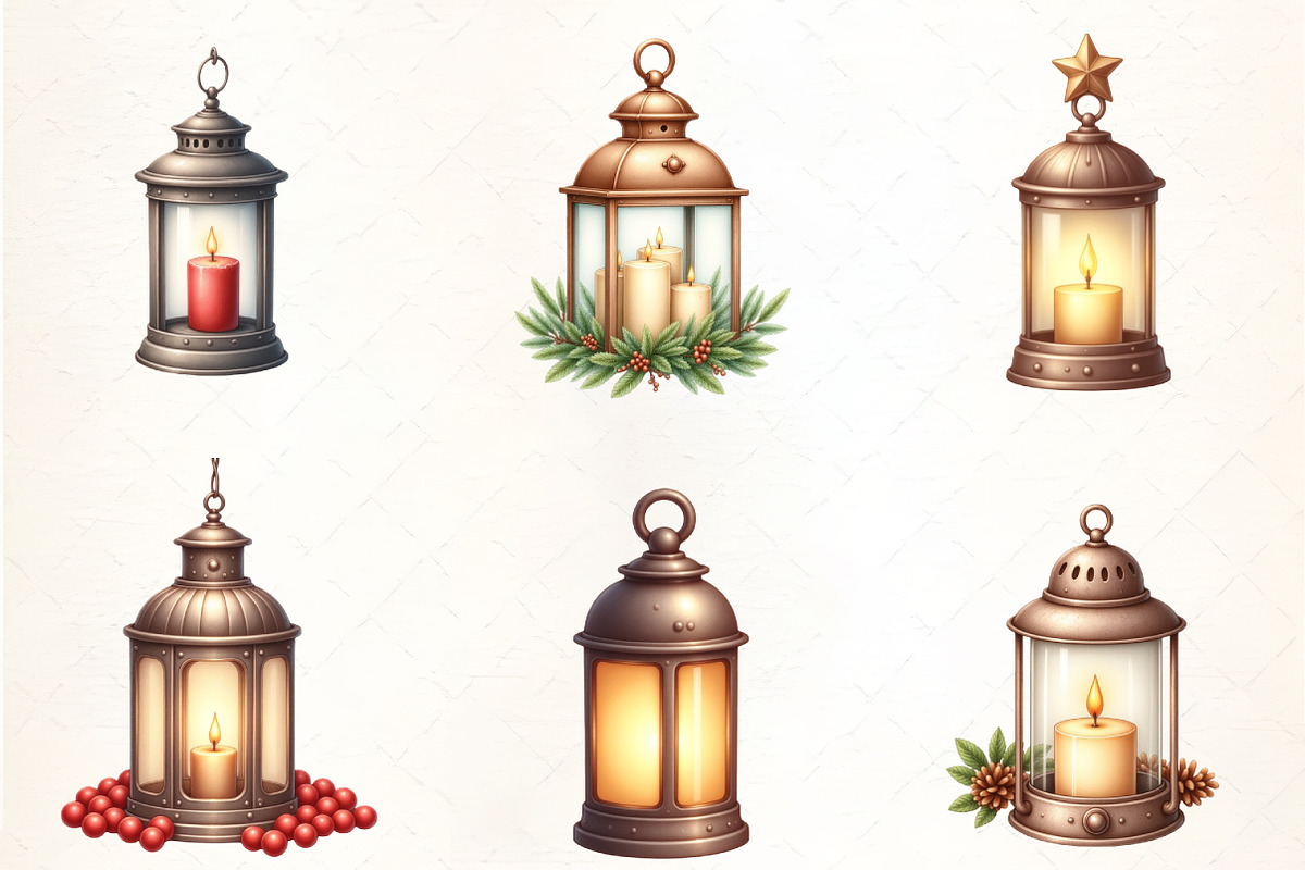 Christmas Candle Lantern Clipart, an Illustration by CrexoraLab (Photo 2 of 5)