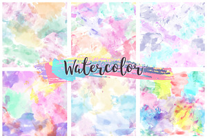 Watercolor seamless pattern set