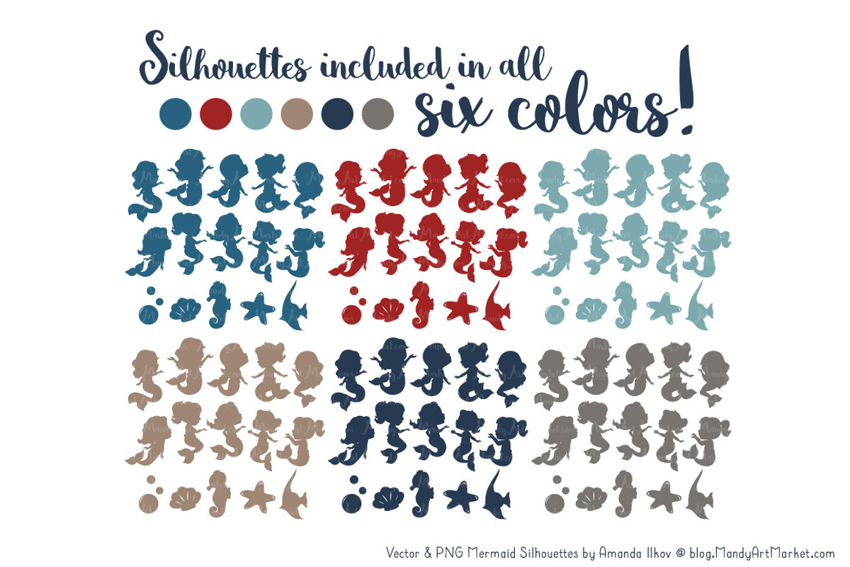 Mermaid Silhouettes in Americana, an Illustration by Amanda Ilkov (Photo 3 of 3)