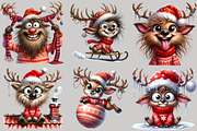 Funny Christmas reindeers clipart, an Animal Illustration by AnetArtStore (Thumbnail 3 of 8)